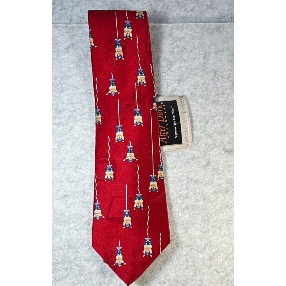 After Dark Neckwear Men's 100% Silk Woven Tie Red Novelty Bungee Jumper USA